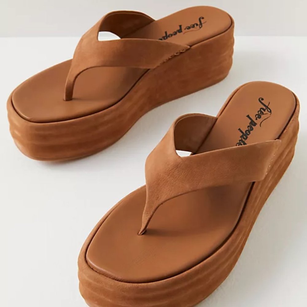 Tan Havana Thong Platform Sandals